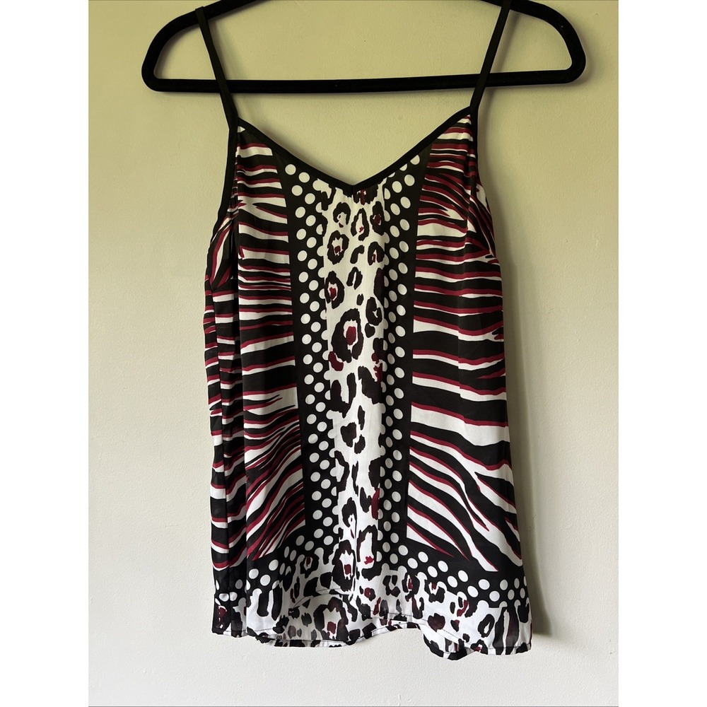 Express Women's Black White Red Zebra Animal Print Tank Top Cami Size Small Y2K